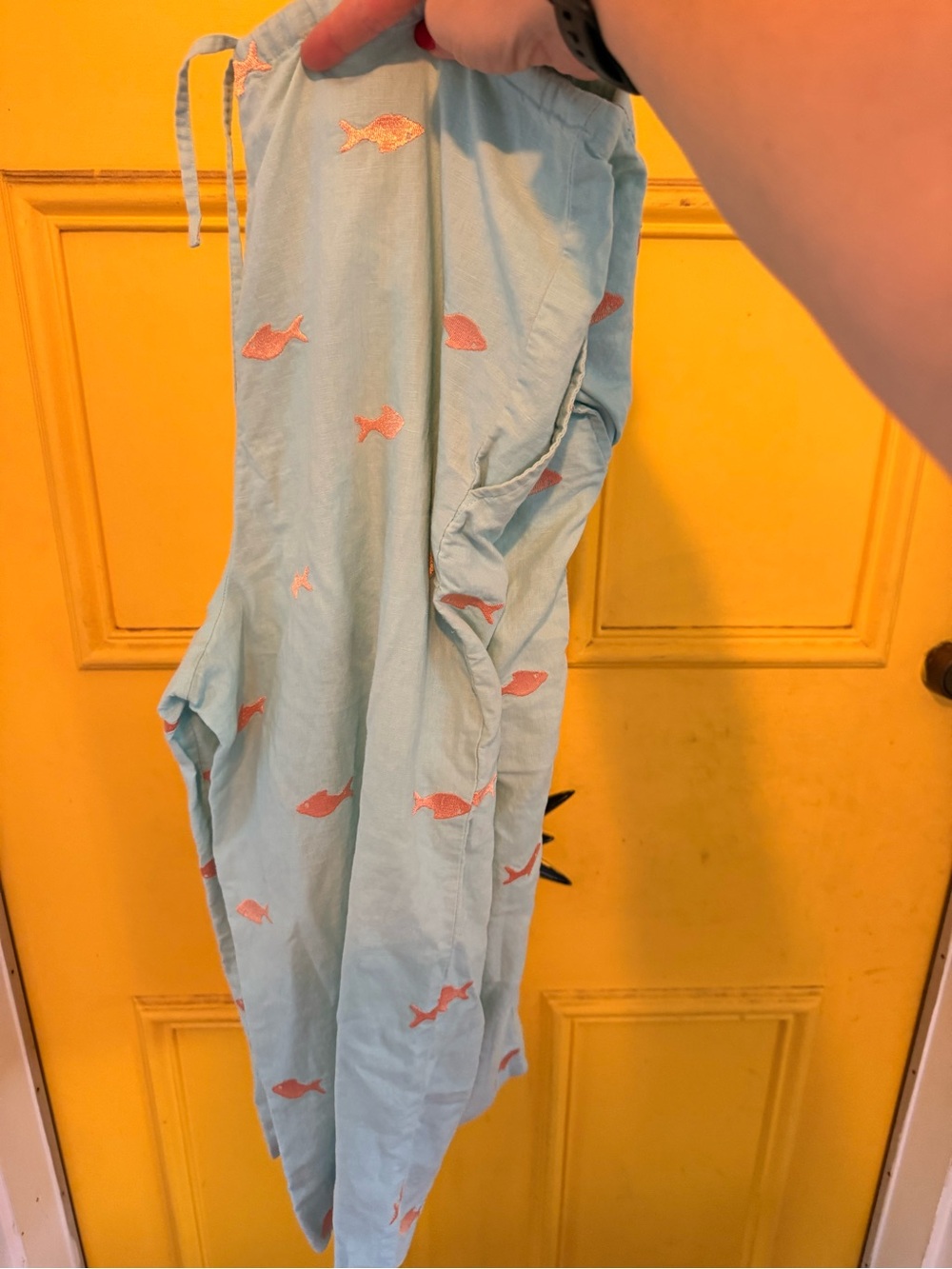Light Blue Fish-Print Lounge capris